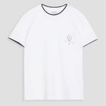 Brunello Cucinelli NWT Tennis Piped Embroidered Cotton-Jersey T-shirt in White Photo 2