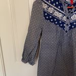 H&M  3/4 Sleeve Western/Indian Print Top EUC Sz 8 Cotton Blue White Floral Photo 4