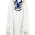 For Cynthia  Swimsuit Cover Up Womens‎ Medium Embroidered Shark Bite White Beachy Photo 0