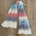 Missoni Vintage  Scarf Silk / Cashmere in Classic Chevron Weave Tan, Blue, Red Photo 6