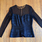 Victor Costa Blouse Womens 4 Black Sheer Mesh Long Sleeve Side Zip Evening Party Photo 0