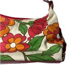 Tommy Hilfiger Vintage Red Orange Flowers Floral Canvas Satchel Purse Photo 2