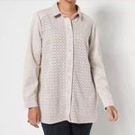 Isaac Mizrahi  Faux Suede Shacket with‎ Perforated Detail - STONE, 1X Photo 0