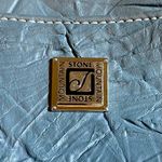 Stone Mountain Denim Blue Crinkle Leather Multiway Kaplan Tote Bag Photo 13