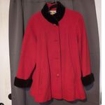 Leslie Fay Women's Medium Red Blazer, Faux Fur Collar & Cuffs, Size 8, Outerwear Photo 0