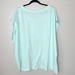 Lands' End  Women's Plus Size Slub Wedge T-Shirt SZ‎ 3X Mint White Stripes Cotton Photo 5