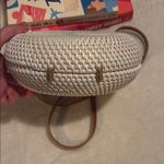 Round Woven Straw Crossbody Bag White Photo 5