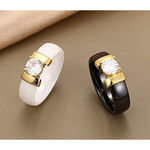 Boutique NEW Women's 1 Carat Diamond White & Gold Ceramic Ring‎ Size 8 Photo 2