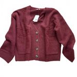 BP Soft Fuzzy Sweater Cardigan Red Burgundy NWT Small Photo 1
