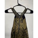 Bebe NEW Vintage Silk Halter Blouse Beaded Size Small Green Brown Photo 5