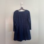 J.Crew  V Neck Navy Long Sleeve Eyelet 100% Cotton Dress Size 14 Photo 6