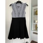 Gracia EUC  Black Pleated Dress‎ with Navy Pinstripes Size Small Photo 1