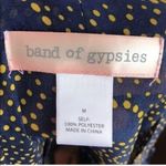 Band of Gypsies  Sheer Blue Yellow Boho Blouse Tie Front Ruffle Y2K Top Size M Photo 3