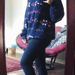 vintage • handknit sweater pullover chunky oversized navy blue 1990s cable knit Size L Photo 3