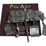 Pin Art House Real‎ Estate Sold Contract Sale Silver Charms Brooch VINTAGE NEW Photo 0