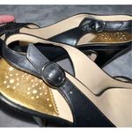 Cole Haan  Collab BLACK LEATHER PEEP TOE SLINGBACK SHOES HEELS 8 Photo 5