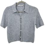 Abercrombie & Fitch Abercrombie Fitch Womens Grey Ribbed Short Sleeve Button Up Collared Sweater XS Photo 0