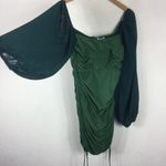 Princess Polly  Aleena Green Ruched Mini Dress Size 12 Long Balloon Sleeve Photo 12