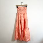 STAUD Elroy Strapless Midi Dress Grapefruit Coral Button Front Small Pink Photo 5