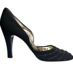 Vintage Black Beaded Heels Pumps Gino Aldrovandi Leather EU 38 1/2 US 8 Formal Photo 0