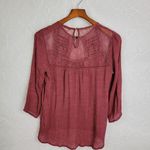 Altar'd State  Women's Blouse L Red Embroidered Long Sleeve Crew Neck Pullover Photo 1