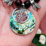 Handmade Hamza Dragonfly Abalone Shell Leather Necklace Photo 4