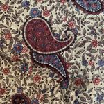 Vintage 90s Top Tan Maroon Silk Paisley Button Front Long Sleeve Dark Floral 6 Photo 9