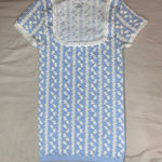 Urban Outfitters Out From Under XS/S Lace Trim Square Neck Tee Hip-Length Short Sleeve Blue White Photo 0