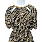 Michael Kors | S | Short Sleeve Chiffon Printed Gold Chain Detail Dress Womens Black Photo 1