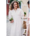 CINQ À SEPT Monty Pleated Midi Dress in White Size US 6 Photo 6