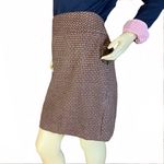 Loft ANN TAYLOR BROWN, TAN & BURGUNDY ACRYLIC BLEND TWEED SKIRT (10) Photo 4