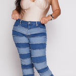 Thrill Denim Flare Patchwork Jeans Boho NWT Size 22 Blue Photo 0