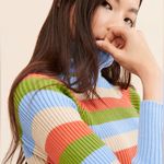 Arthur Apparel Multicolor Striped Racer Skivvy Sweater Size Medium EUC Blue Photo 11