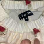 Sister Jane Prairie Rose Embroidered Tiered Puff Sleeve Mini Dress Cream‎ Medium Red Photo 7