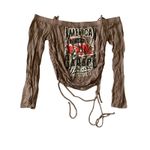 Fashion Magazine Off-Shoulder Crop Top Photo 2