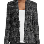 Akris Punto Deep Navy White Black Tweed Mock Double-Breasted Blazer Size 4 Photo 0