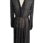 Maje Black Sheet Metallic Long Sleeve Black Maxi Dress Size 40 / US Large Photo 0
