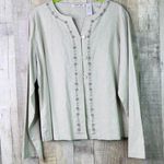 Cherokee Size XL Very Light Green Tone/Tint w/Embroidered Flowers Button… Photo 0