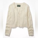 American Eagle AE Cropped Button-Up Cardigan Knit Sweater Woman’s Size S Cream Ivory Photo 4
