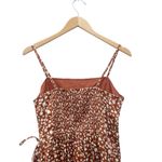 Hollister NWT  Brown Floral Satin Mini Slip Dress Size Large Ruffle Hem Tie Waist Photo 5