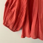 Free People  Laura Pink Red Eyelet Boho Gauze Blouse Flowy Women's size Medium Photo 4