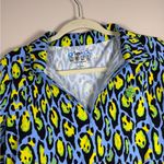 IBKUL GEMMA Periwinkle Multi Leopard Long Sleeve Mock Golf Shirt Size Large Green Photo 9