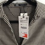 ZARA  Women's Black/White Check Long Sleeve Mini Dress V-Neck  Pockets Size XS Photo 1