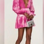 RTR TOCCIN X RTR
Pink Tie Dye Romper Sz 0 Open Back Satin Long Sleeve Ruffles Pink Photo 0