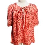 Modcloth Confetti Confection Tie-Neck Blouse Pink/Red Size 1X Photo 1