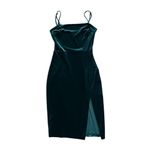 EXPRESS Velvet Spaghetti Strap Slip Bodycon Stretchy Mini Dress w/ Slit Size XS Photo 6