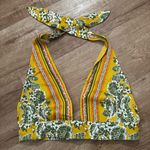 Free People NWOT HALTER CROP TOP SCARF TOP SZ SMALL FLORAL YELLOW GREEN Photo 0