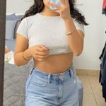 ZARA Gray Ribbed Cropped Top Photo 0