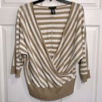 New York & Company Sweater Shrug Gold Metallic Stripes Photo 0
