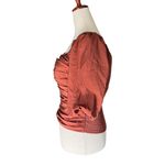 Gap Chocolate Sweetheart Neckline smocked Puffy Sleeve Fitted Blouse Photo 4